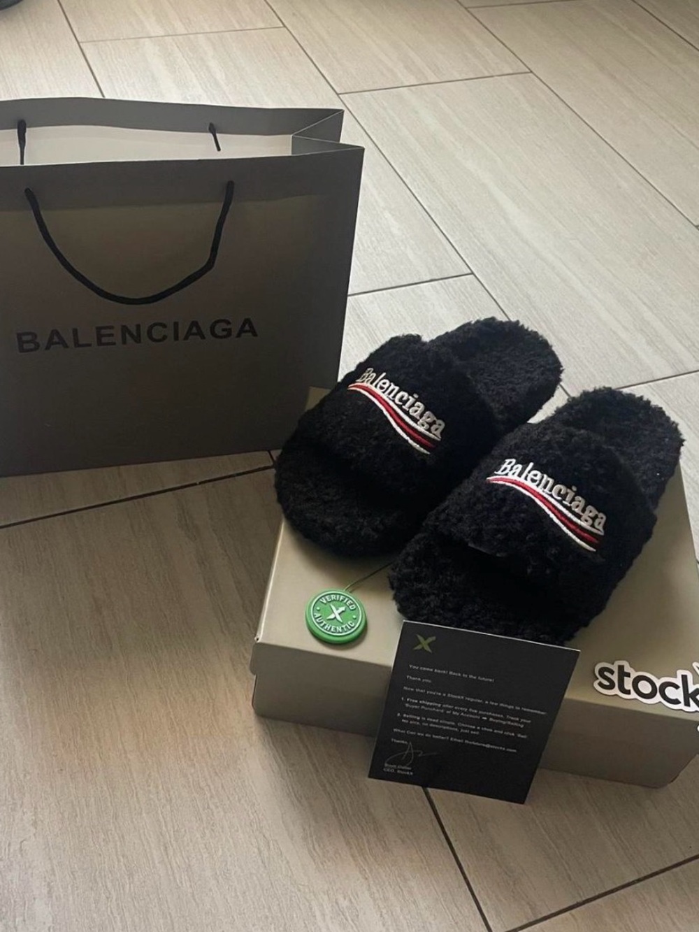 Balenciaga Black fur slides Size 11 men’s - Picture 4 of 7
